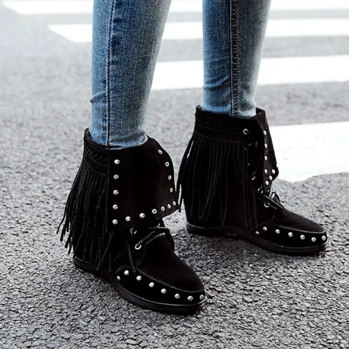 Women Vintage Booties Casual Plus Size Slip On Shoes