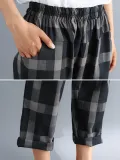 Plus Size Women Plaid Casual Pants
