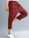 Plus Size Women Plaid Casual Pants