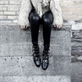 Metal Rivets Artificial Leather Office Booties Wedge Daily Chelsea Boots