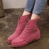 Round Toe Women Ankle Lace-Up Boots