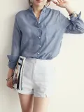 Casual Long Sleeve Loose Linen Blouse