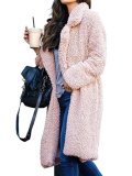 Plus Size Casual Solid Long Sleeve Fluffy Coat