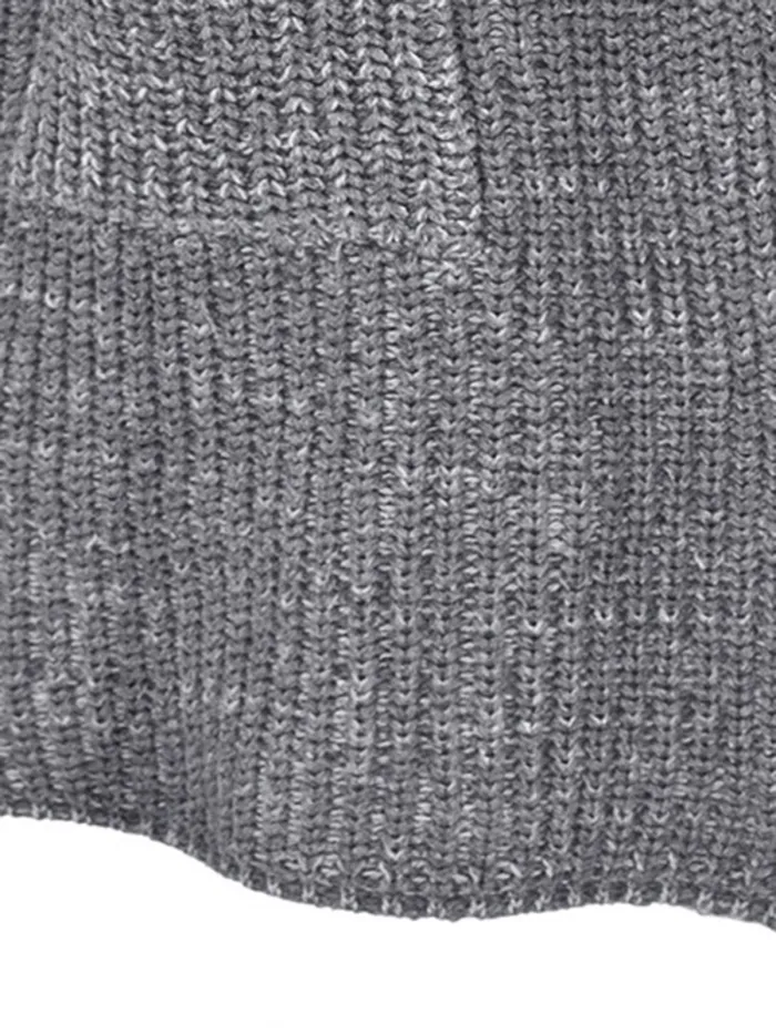 Gray Casual Knitted Solid Shift Outerwear