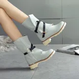 Women Plus Size Chunky Heel Adjustable Buckle Spring/Fall Boots