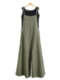 Pockets Linen Casual Loose Solid Plus Size Jumpsuits