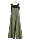 Pockets Linen Casual Loose Solid Plus Size Jumpsuits