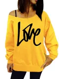Womens Round Neck LOVE Printed Hoodie