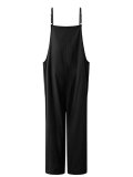 Pockets Linen Casual Loose Solid Plus Size Jumpsuits