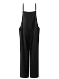Pockets Linen Casual Loose Solid Plus Size Jumpsuits