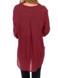 Casual Polyester V Neck Buttoned Blouse