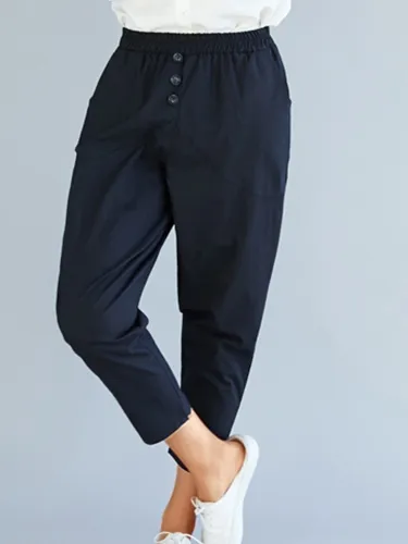 Plus Size Women Plain Casual Pants