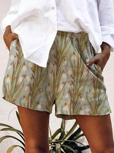 Floral-Printed Casual Shorts