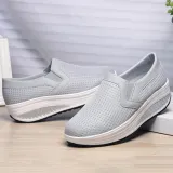 Breathable Mesh Pure Color Rocker Sole Shake Casual Shoes