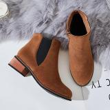 Women Flocking Booties Casual Comfort Zipper Chunky Heel Shoes