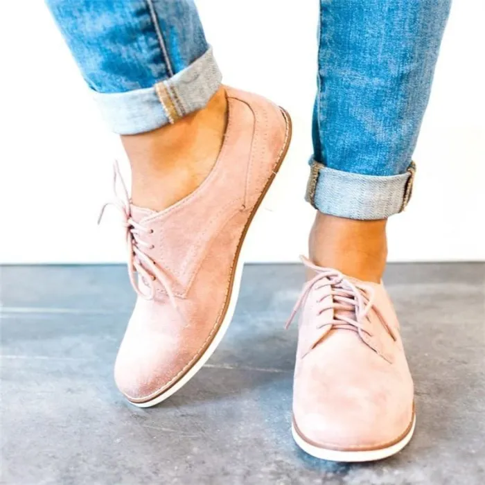 Womens Oxford Shoes Comfort Low Heel Lace-up Daily Loafers