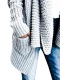 Apricot Casual Pockets Polyester Sweater