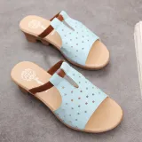 Women Summer Beach Wedge Heel Star Hollow-Out Slippers