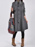 Red Plain Long Sleeve Turtle Neck Coats Jacket