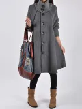 Red Plain Long Sleeve Turtle Neck Coats Jacket