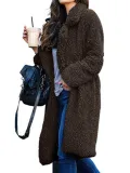 Plus Size Casual Solid Long Sleeve Fluffy Coat