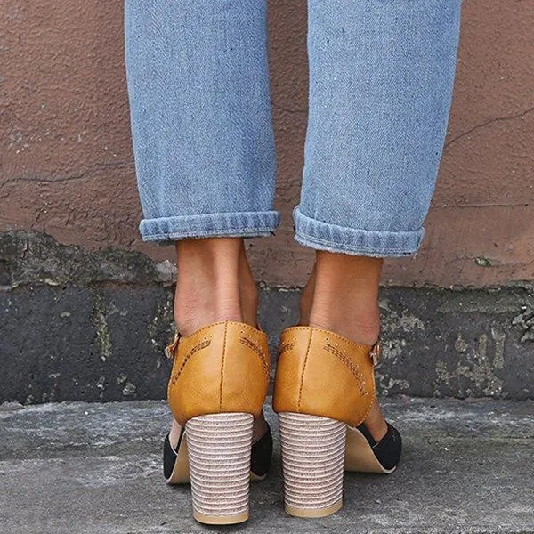 Summer Adjustable Buckle Chunky Heel Shoes