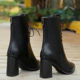 Women Lace-up Spring/Fall Chunky Heel Daily PU Boots