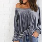 Plain Long Sleeve Blouse & Shirts