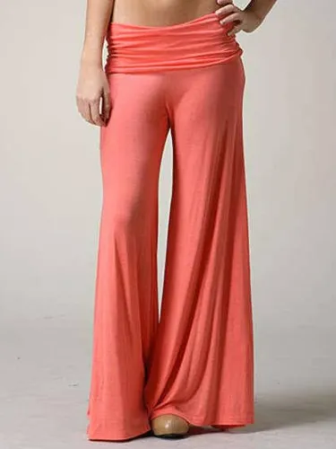 Solid Cotton-Blend Casual Pants