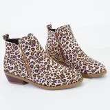 Women Ankle Boots Casual Chic Zipper Boots Artificial Leather Leopard Booties
