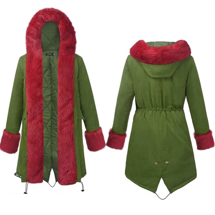 Warm Vintage Casual Cotton-Blend Long Sleeve Army Green Coat