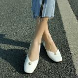 Yellow Flat Heel Imitation Pearl Casual All Season PU Flat