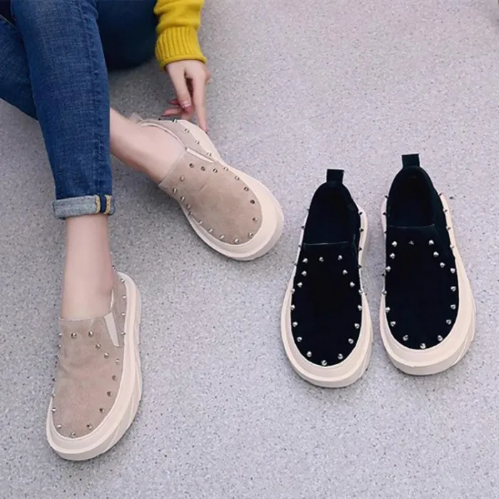Women Artificial Suede Loafers Casual Comfort Flat Shoes