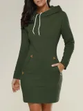 Plus Size Long Sleeve Plain Pockets Casual Solid Hoodies