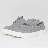 Women Knitted Twist Pink Slip On Sneakers