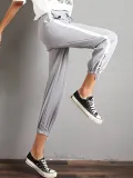 Plus Size Women Cotton Solid Casual Pants