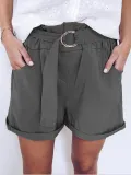 Plus Size Casual Solid Pockets Pants