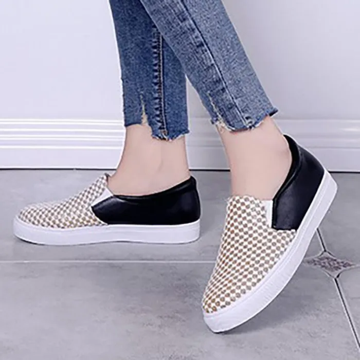 Women PU Loafers Casual Comfort Slip On Shoes