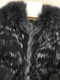 Paneled Long Sleeve Faux Fur Coat