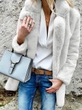Faux Fur Elegant Paneled Solid Quilted Coat