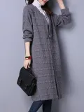 Gray Long Sleeve Embossed Solid Coat