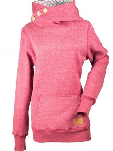 Long Sleeve Turtle Neck Buttoned Hoodies