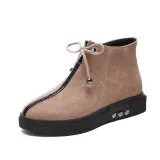Women Flocking Booties Casual Comfort Zipper Shoes