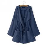 Blue Casual Pockets Solid Outerwear