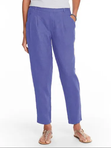 Casual Pleated Solid Pants