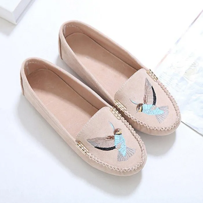 Women Artificial Suede Flats Casual Comfort Slip On Shoes