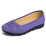 Plus Size Gray Flat Heel Spring/Fall Criss-cross Canvas Braided Loafers