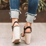 Women Elegant Adjustable Buckle Espadrille Wedges Sandals
