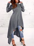 Long Sleeve Solid Asymmetric Plus Size Hoodies