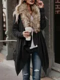 Paneled Elegant Solid Shawl Collar Quilted Coat